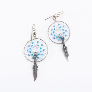 Silver and Bead Dreamcatcher Earrings